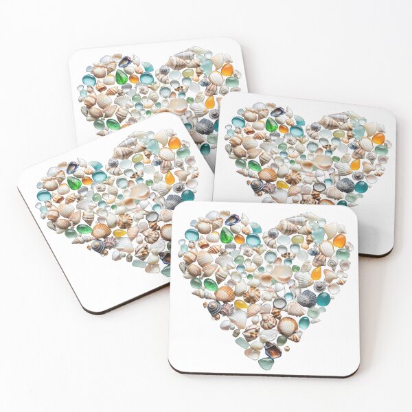 Item preview, A heart made out of assorted seashells and beach glass designed and sold by Ninoshik.