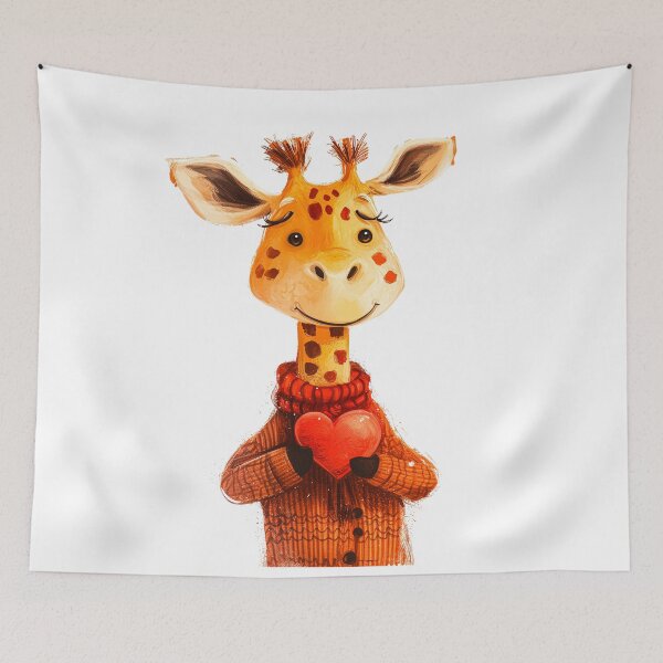 Item preview, Giraffe Valentine's heart designed and sold by Kobi-PrintVibes.