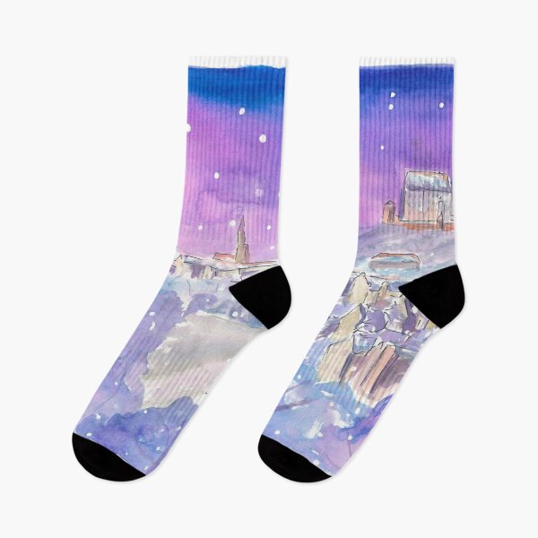 Item preview, Landshut Winterwonderland from Klausenberg at Night with Snow designed and sold by artshop77.