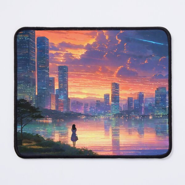Item preview, panoramic skyscrapers and sea at dawn | cityscape in japan nostalgia scenery designed and sold by SunsetStar.