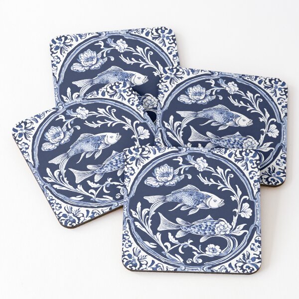 Item preview, Vintage Dutch Tile: The Double Koi designed and sold by ArtNook777.