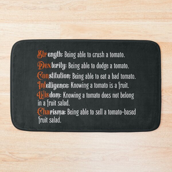 Item preview, D&D Stats explained with tomatoes: str, dex, con. Funny Cooking dnd gift for chef or cook designed and sold by DungeonAtelier.