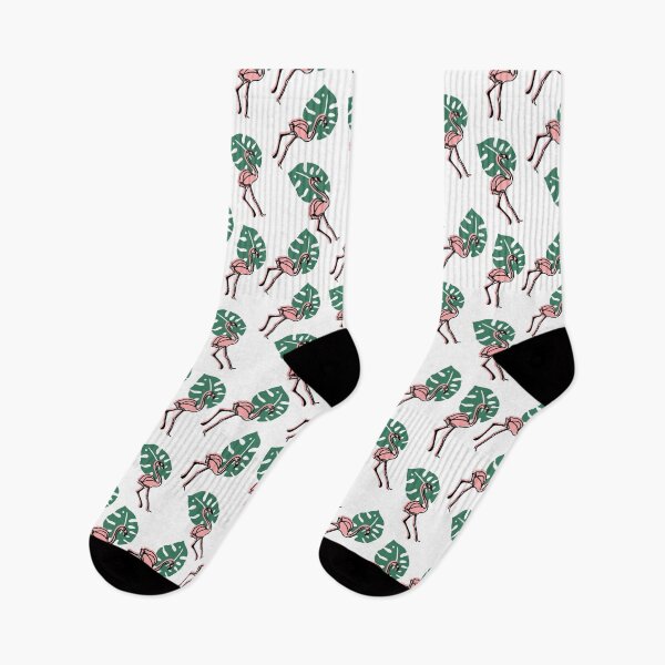 Item preview, Tropical leaves and pink flamingo line drawing designed and sold by dottiedigitals.