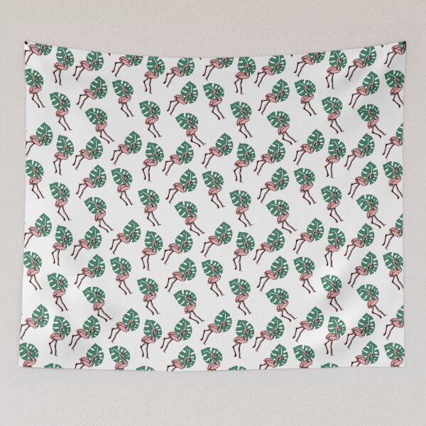 Item preview, Tropical leaves and pink flamingo line drawing designed and sold by dottiedigitals.