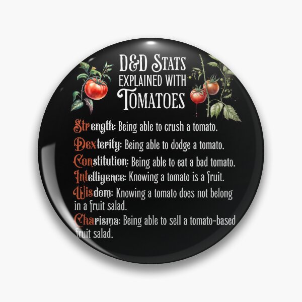 Item preview, D&D Stats explained with tomatoes: str, dex, con. Funny Cooking dnd gift for chef or cook designed and sold by DungeonAtelier.