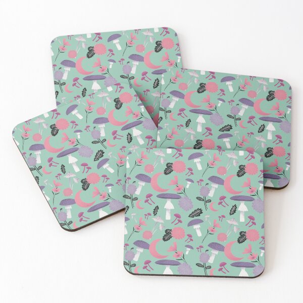 Item preview, Fungi/Mushroom & Moon Pattern Pink, Purple & Mint designed and sold by abi bryan design.