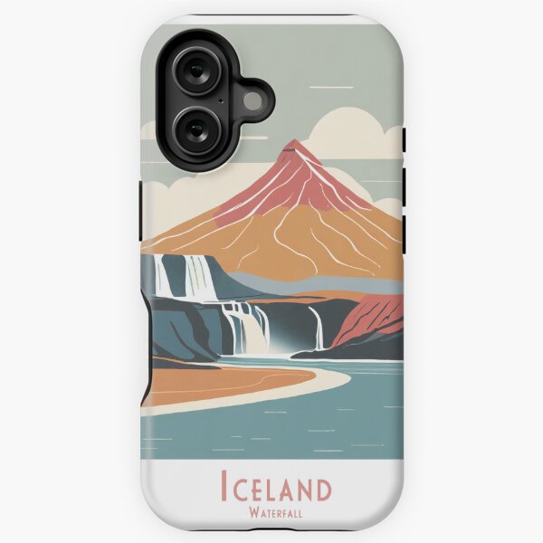 Artikel-Vorschau von Vintage Minimal Retro Reiseplakat Wasserfall auf Island, designt und verkauft von pod24.