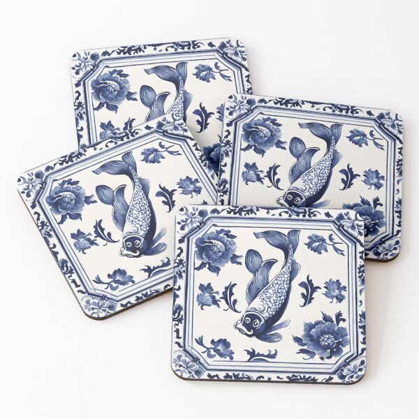 Item preview, Vintage Dutch Tile: The Elegant Koi designed and sold by ArtNook777.