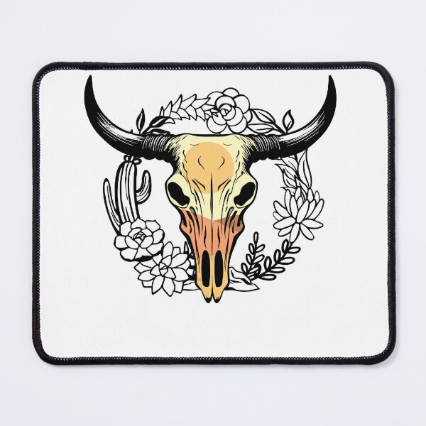 Item preview, Cow skull, decert landscape and desert flowers designed and sold by Kate Made ART.