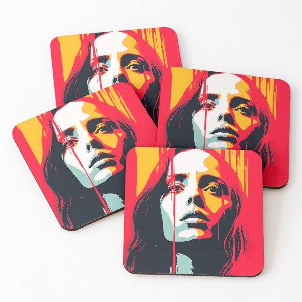 Item preview, Bold Red-Faced Woman Art: Expressive Contemporary Portrait Design designed and sold by BubbleSpy.