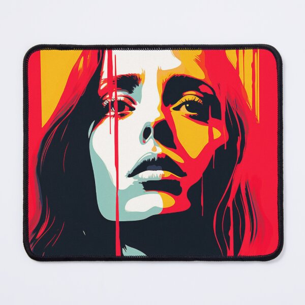 Item preview, Bold Red-Faced Woman Art: Expressive Contemporary Portrait Design designed and sold by BubbleSpy.