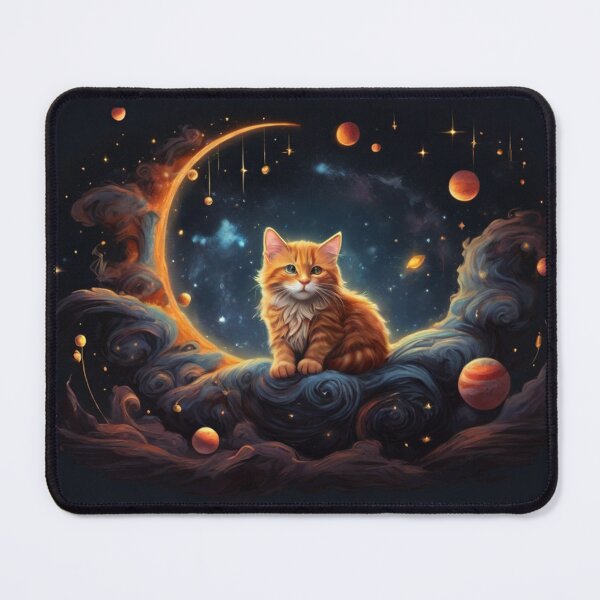 Item preview, Galactic Dreamer - Celestial Cat in Cosmic Slumber designed and sold by Mascot  Beast.