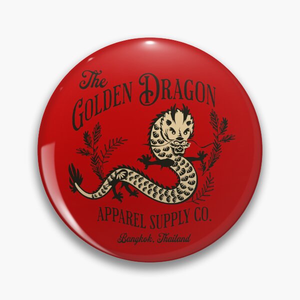 Artikelvorschau, Vintage goldene Drachengrafik auf rotem Hintergrunddesign entworfen und verkauft von bosilvercat.