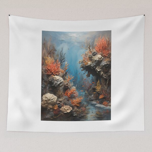 Item preview, Fish swimming in a coral reef, vintage oil painting designed and sold by CreativeSparkzz.