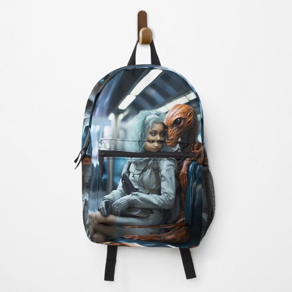 Item preview, Alien and girl with blue hair in subway designed and sold by oilidesing.