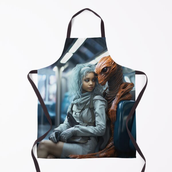 Item preview, Alien and girl with blue hair in subway designed and sold by oilidesing.