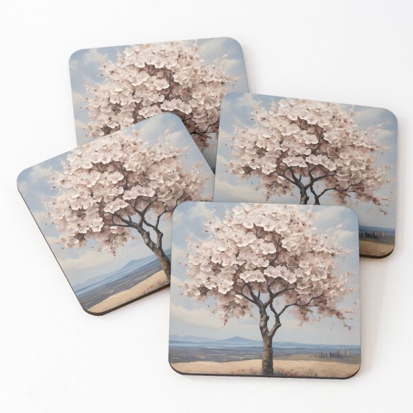 Item preview, A blossoming cherry tree on a hill, vintage oil painting designed and sold by CreativeSparkzz.