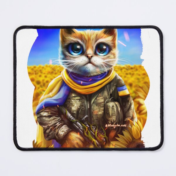 Item preview, Ukrainian cat soldier in the sunflowers field designed and sold by MaryshaArt.