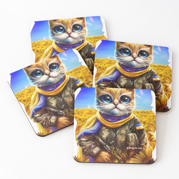 Item preview, Ukrainian cat soldier in the sunflowers field designed and sold by MaryshaArt.