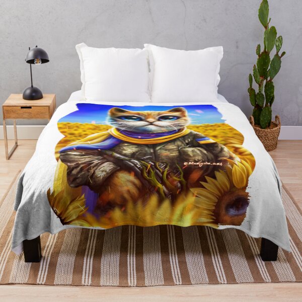 Item preview, Ukrainian cat soldier in the sunflowers field designed and sold by MaryshaArt.