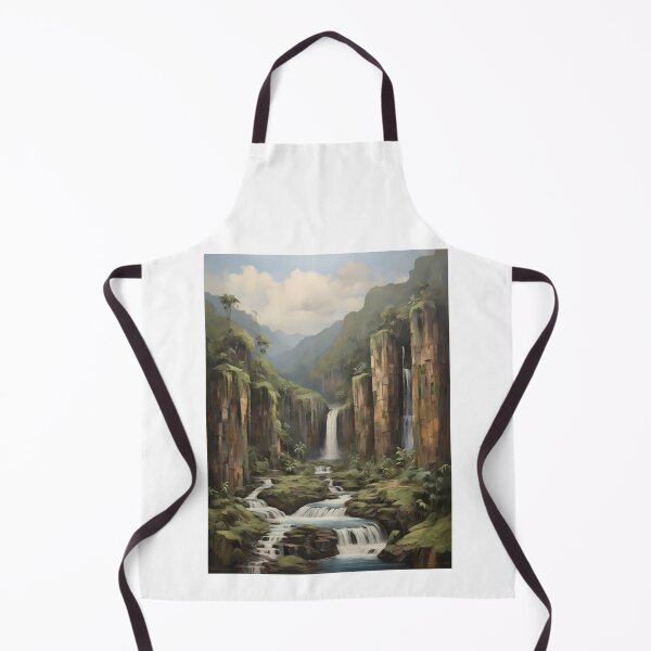 Item preview, A beautiful waterfall in the rainforest, vintage oil painting designed and sold by CreativeSparkzz.
