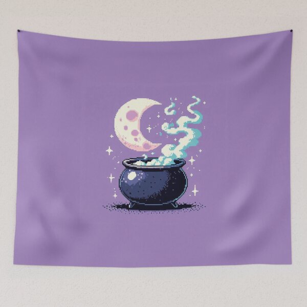 Item preview, Magic Moon Cauldron Pixel Art designed and sold by DakaPixelArt.