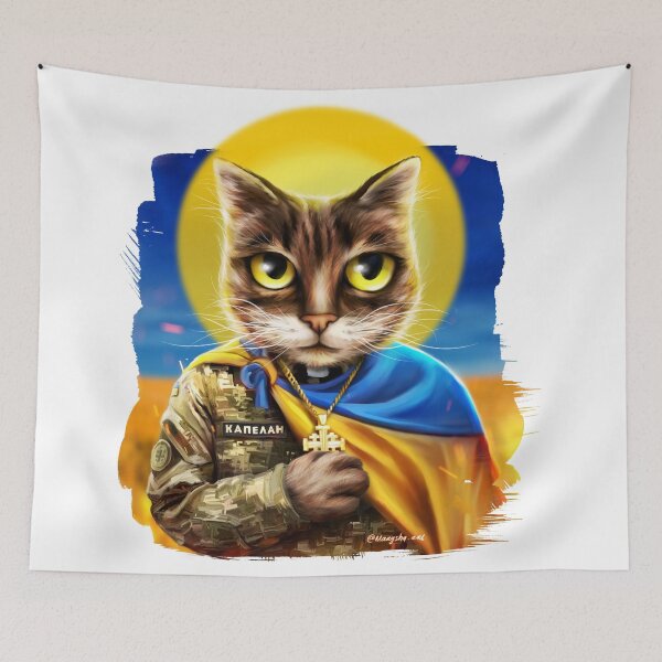 Item preview, Ukrainian cat military chaplain designed and sold by MaryshaArt.