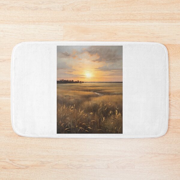 Item preview, Copy of A Sunset Over a Grassy Landscape, vintage oil painting designed and sold by CreativeSparkzz.