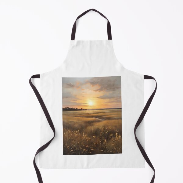 Item preview, Copy of A Sunset Over a Grassy Landscape, vintage oil painting designed and sold by CreativeSparkzz.