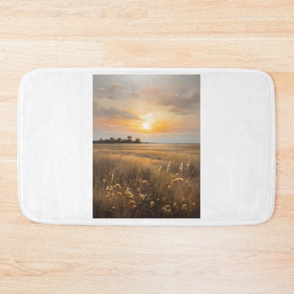 Item preview, Copy of A Sunset Over a Grassy Landscape, vintage oil painting designed and sold by CreativeSparkzz.