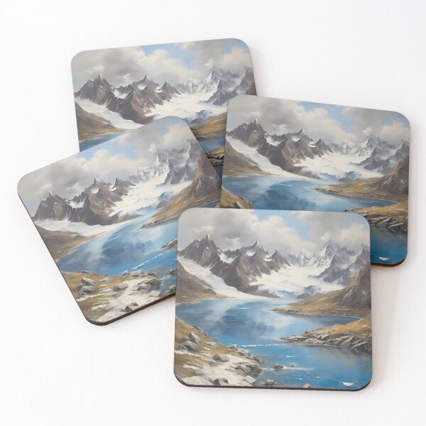 Item preview, A beautiful mountain lake with snow-capped peaks, vintage oil painting designed and sold by CreativeSparkzz.
