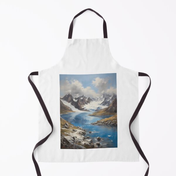 Item preview, A beautiful mountain lake with snow-capped peaks, vintage oil painting designed and sold by CreativeSparkzz.