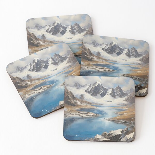 Item preview, A beautiful mountain lake with snow-capped peaks, vintage oil painting designed and sold by CreativeSparkzz.