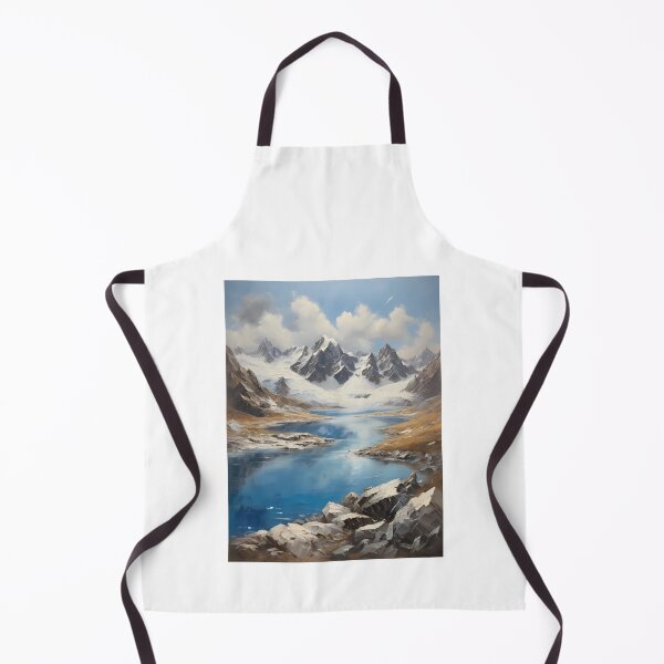 Item preview, A beautiful mountain lake with snow-capped peaks, vintage oil painting designed and sold by CreativeSparkzz.