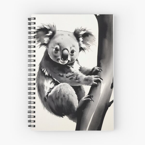 Item preview, High quality, black sumi-e, logo style, black sumi-e silhouette of a koala clinging to a tree trunk, sophisticated, simple, by yukisakura, high quality hot sale art designed and sold by Especiallyforu.