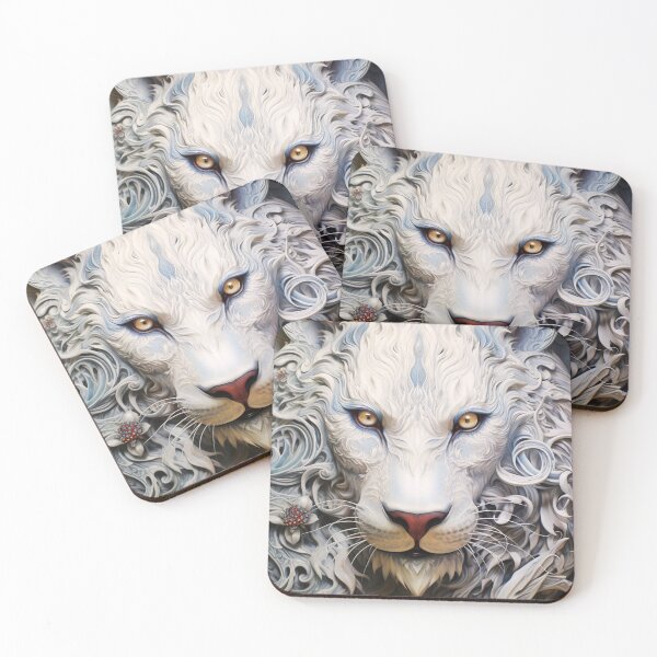 Item preview, White Lion Face Art - Majestic Wildlife Illustration for Nature Lovers designed and sold by BubbleSpy.