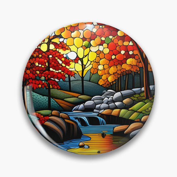 Item preview, Stained Glass River Running Amid Autumn Foliage designed and sold by ChanceTwoArt.
