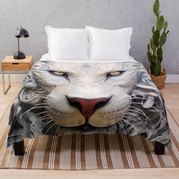 Artikelvorschau, White Lion Face Art – Majestätische Tierillustration für Naturliebhaber entworfen und verkauft von BubbleSpy.