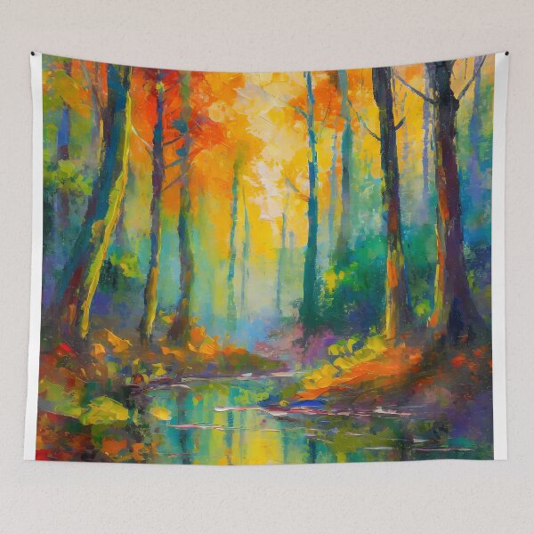 Item preview, Vibrant Abstract Forest Colorful Landscape designed and sold by LuminanceArt.