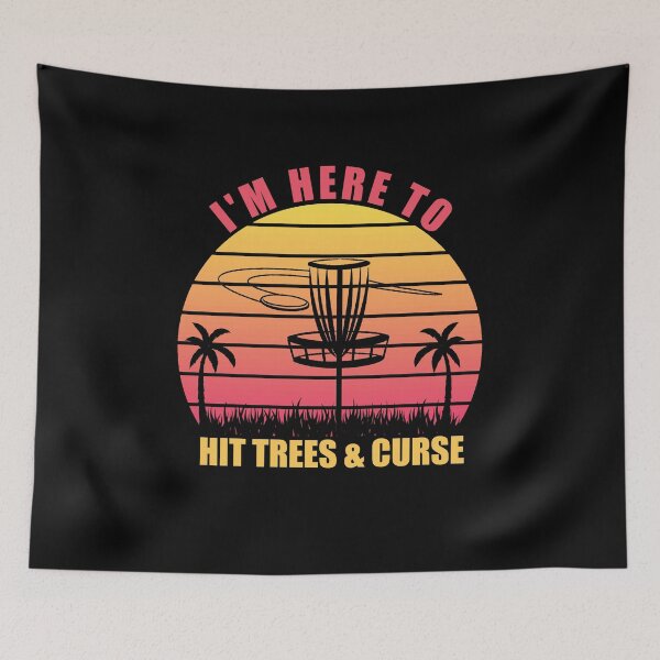 Aperçu de l'œuvre Je suis ici pour frapper des arbres et maudire - Funny Disc Golf créée et vendue par SakuraPxl.