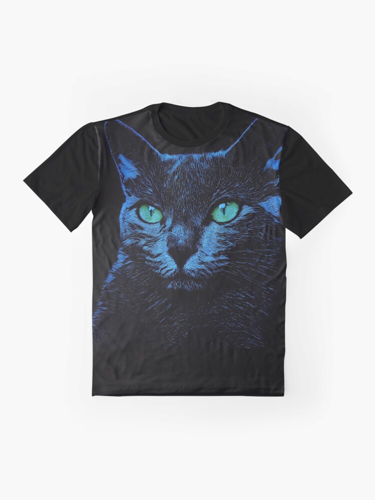 Alternative Ansicht von BLUE CAT ON BLACK Grafik T-Shirt