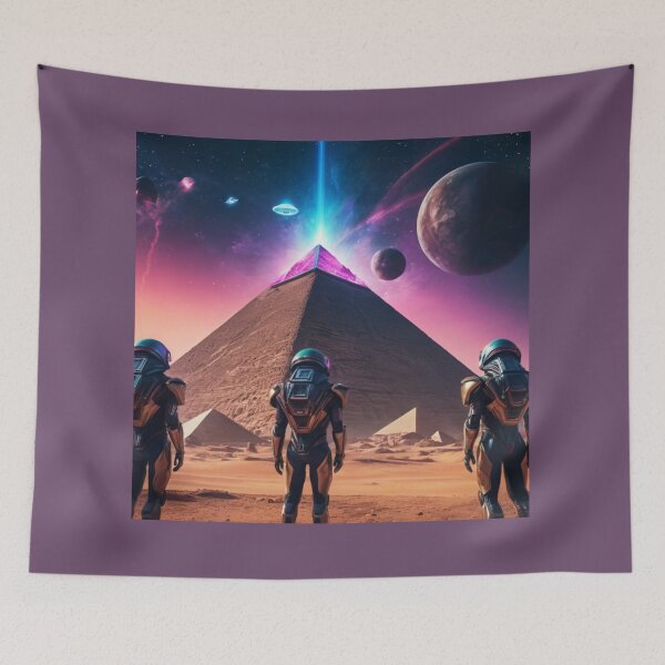 Item preview, Spacecraft and aliens in front of the pyramids designed and sold by Great-store4U.