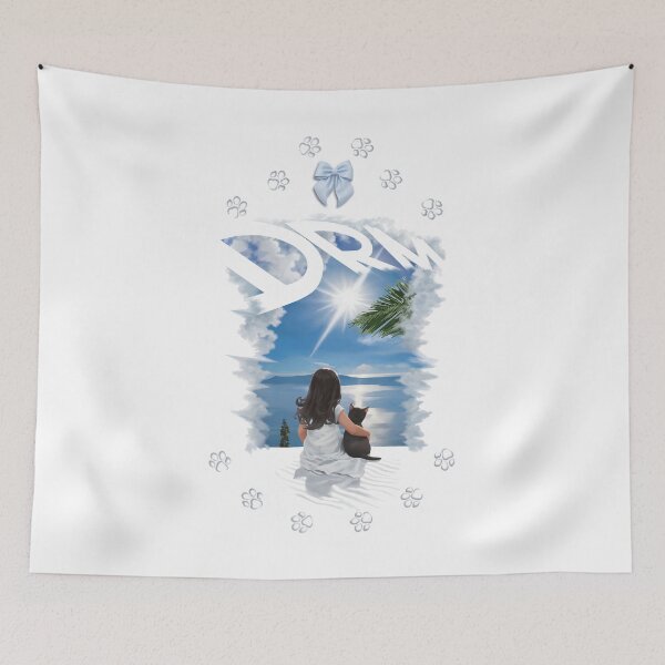 Item preview, Girl Cuddling a Cat on the Beach with Scenic View T-Shirt Art print Design designed and sold by M-Alchemy.