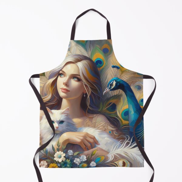 Item preview, Elegance Unveiled: The Lady, Her Cat, and the Peacock's Mystery designed and sold by DeenaDee.