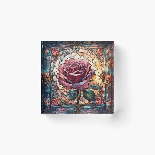 Item preview, Stained Glass Pink Rose designed and sold by ChanceTwoArt.