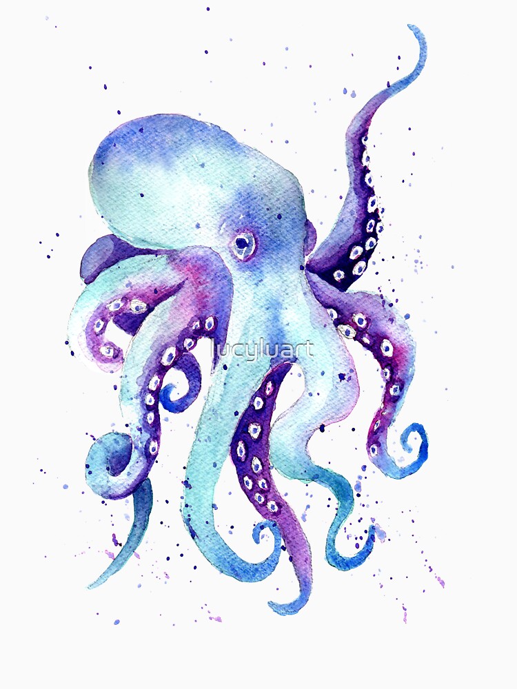 Thumbnail 7 of 7, Classic T-Shirt, Watercolour Octopus designed and sold by lucyluart.