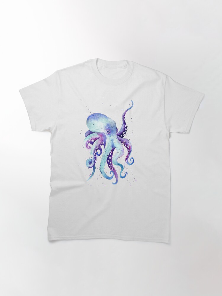 Thumbnail 3 of 7, Classic T-Shirt, Watercolour Octopus designed and sold by lucyluart.