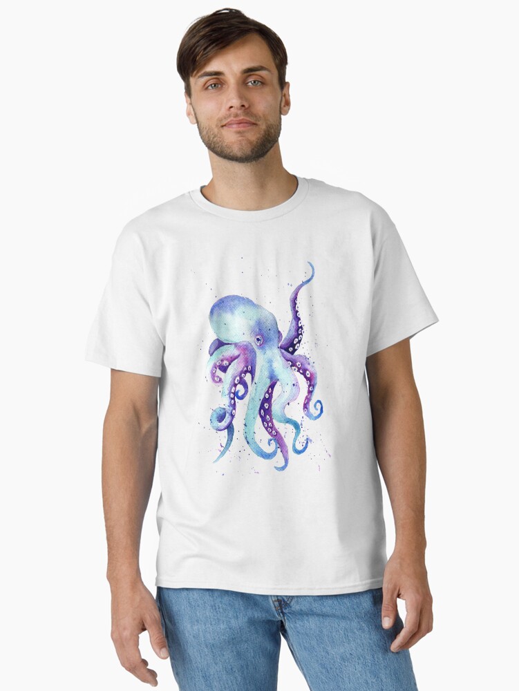 Thumbnail 2 of 7, Classic T-Shirt, Watercolour Octopus designed and sold by lucyluart.
