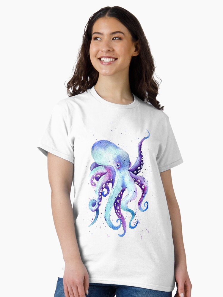 Thumbnail 1 of 7, Classic T-Shirt, Watercolour Octopus designed and sold by lucyluart.