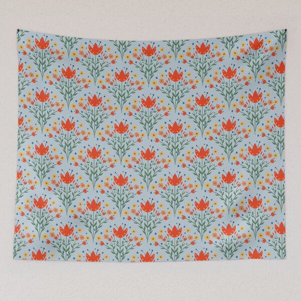 Item preview, Retro Folk Art Style Floral Pattern designed and sold by DaniWDesigns.